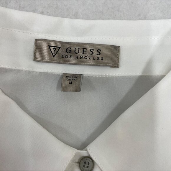 Guess Womens White Button-Down Long Sleeve Blouse Sz M - Picture 8 of 10